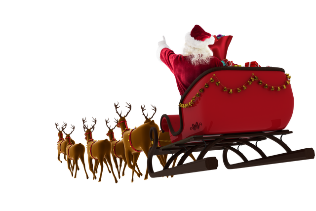 Transparent Santa Claus Riding Sleigh Pulled by Reindeer - Download Free Stock Videos Pikwizard.com