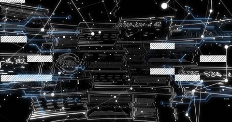 Digital Network Hologram with Futuristic Code Panels
