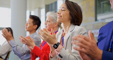 Enthusiastic Business Professionals Applauding at Seminar - Download Free Stock Images Pikwizard.com