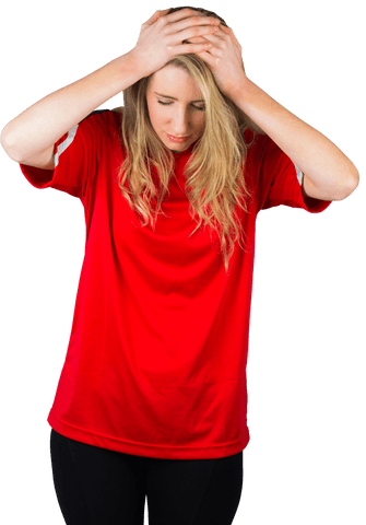 Disappointed Female Football Fan Wearing Red Shirt Transparent Background