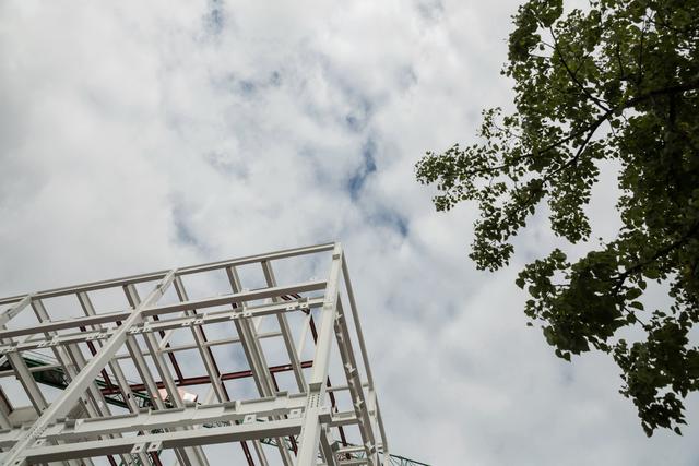 Low Angle View of Scaffolding and Tree Against Cloudy Sky - Download Free Stock Photos Pikwizard.com