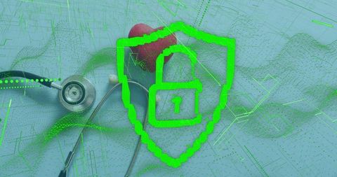 Secure healthcare data with digital protection symbol