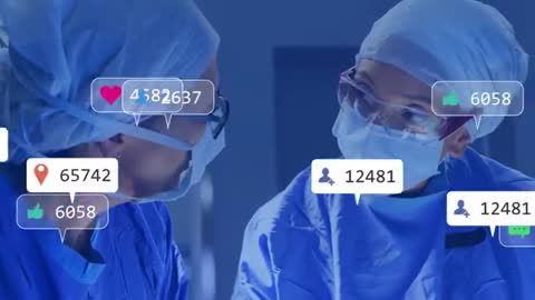 Surgeons in Operating Room with Emerging Social Media Icons