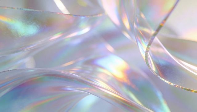 Translucent iridescent film casting pastel rainbow gleams abstract backdrop shimmer