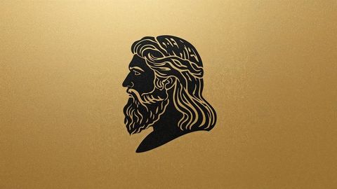 Elegant Bearded Male Silhouette on Gold Background