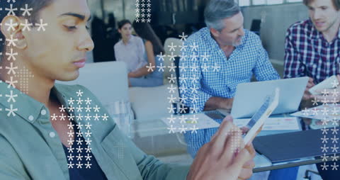 Collaborative Modern Office with Digital Data Concept