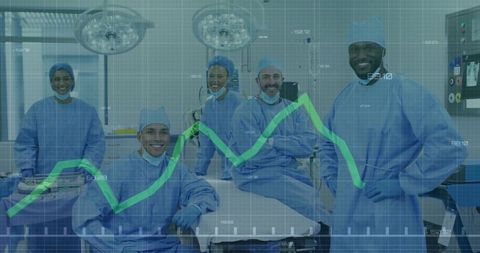 Surgical Team Analyzing Medical Data in Operating Room