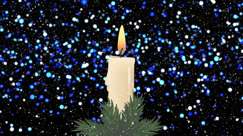 Festive Candle with Falling Snow and Twinkling Lights