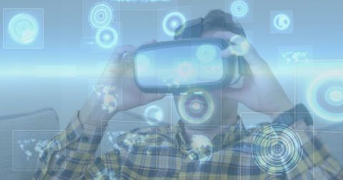 Man Engaging with Futuristic Virtual Reality Interface - Download Free Stock Images Pikwizard.com