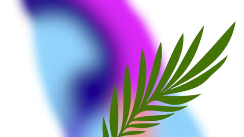 Colorful Abstract Background with Green Leaf Illustration