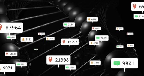 DNA Double Helix with Data Labels in Virtual Network Visualization