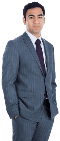 Confident Biracial Businessman Posing on Transparent Background