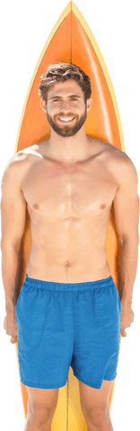 caucasian surfer standing with surfboard on transparent background isolated - Download Free Stock Videos Pikwizard.com