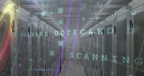 Digital security overlay on modern server room