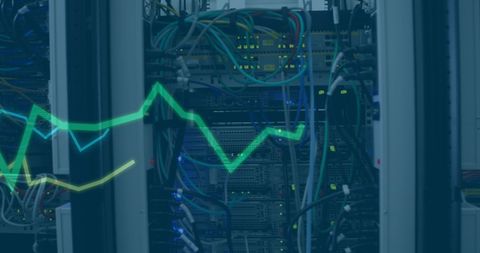 Financial Data Overlay in Server Room Concept - Download Free Stock Images Pikwizard.com