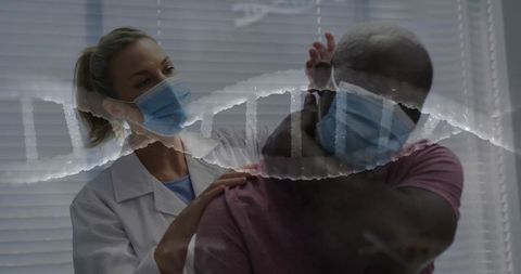 Healthcare professional performing neck adjustment on patient