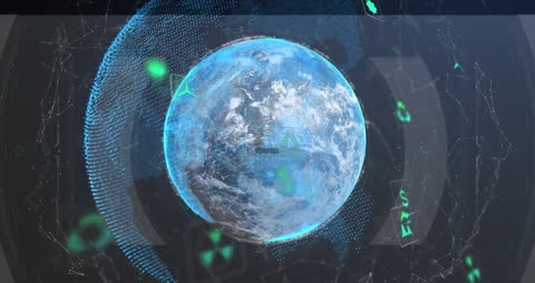 Digital Planet with Data Connections and Cyber Elements