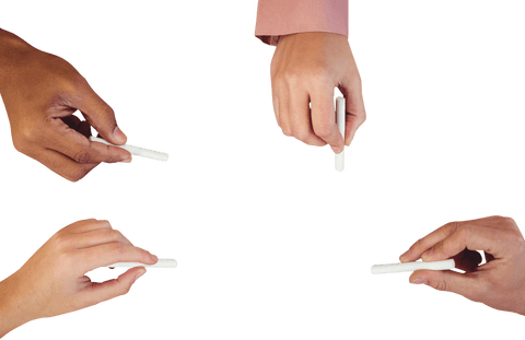 diverse hands holding chalks on transparent background - Download Free Stock Videos Pikwizard.com