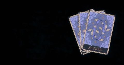 Mystical Zodiac Cards on Black Cosmic Background