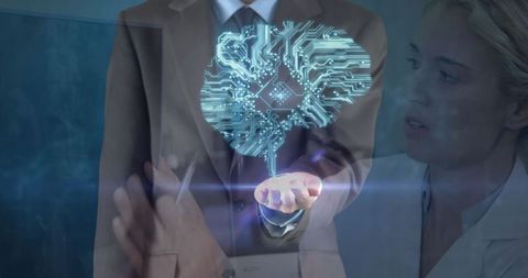 Businessman with AI Brain Hologram in Medical Setting - Download Free Stock Images Pikwizard.com