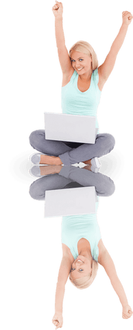 excited woman with laptop and mirror reflection on transparent background - Download Free Stock Videos Pikwizard.com