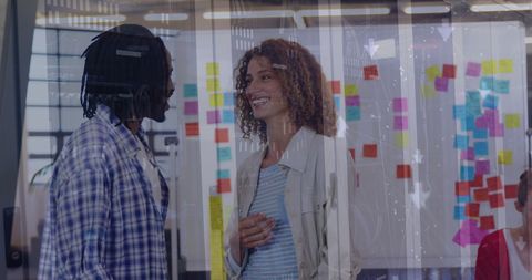 Diverse Professionals Collaborating Amid Digital Finance Overlay