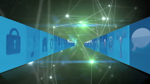 Digital Network and Media Icon Animation
