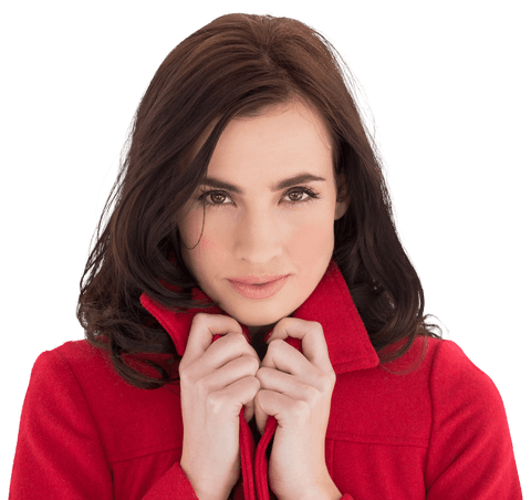 confident brunette woman in bold red coat transparent background - Download Free Stock Videos Pikwizard.com