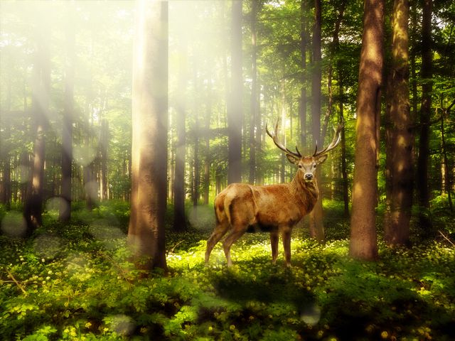 Majestic Deer in Sunlit Forest - Download Free Stock Photos Pikwizard.com