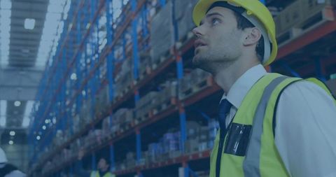 Warehouse Supervisor Examining Logistics with Focus on Safety