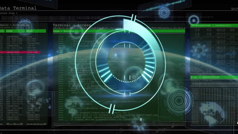 Digital Processing Interface with Futuristic Network Graphics