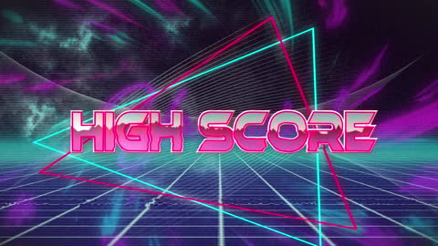 Retro Futuristic High Score Neon Design with Grid