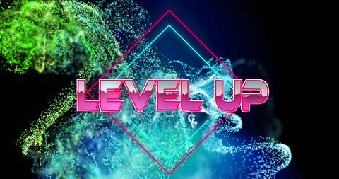 futuristic level up banner with neon waves - Download Free Stock Images Pikwizard.com
