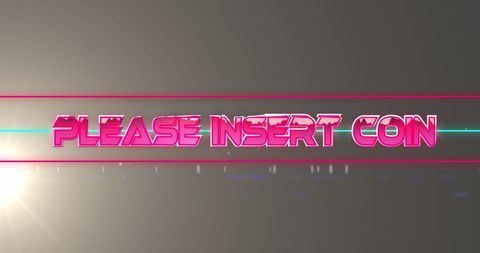 Retro Arcade Insert Coin Sign with Neon Lighting - Download Free Stock Images Pikwizard.com