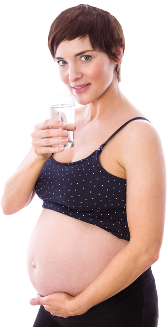 Pregnant Woman Drinking Glass of Water Transparent Background Health Concept - Download Free Stock Videos Pikwizard.com