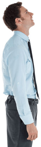 Smiling Businessman in Dress Shirt Looking Up Transparent Background