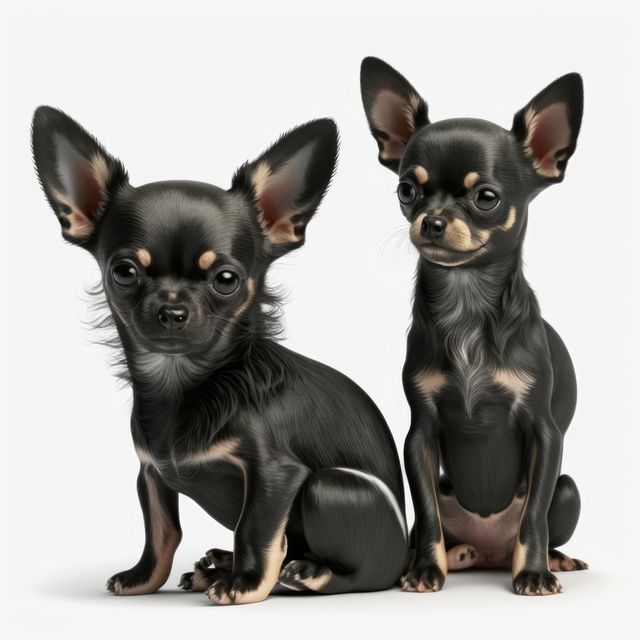 Close up of two cute black chihuahua dogs, created using generative ai technology - Download Free Stock Photos Pikwizard.com