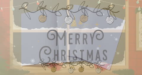 Festive Merry Christmas Greeting with Twinkling Lights