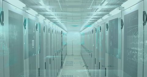 Innovative Mathematics Overlaid on Futuristic Server Room - Download Free Stock Images Pikwizard.com
