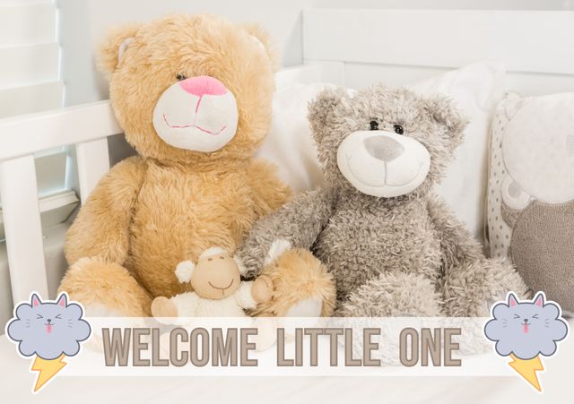 Welcome Little One Nursery Sign with Cute Teddy Bears - Download Free Stock Templates Pikwizard.com