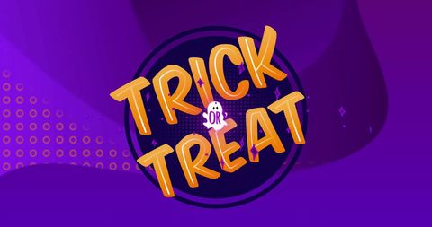 Vibrant Trick or Treat Design on Purple Background