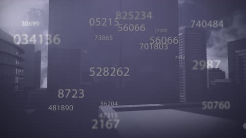 Digital Data Flow Over Futuristic Cityscape