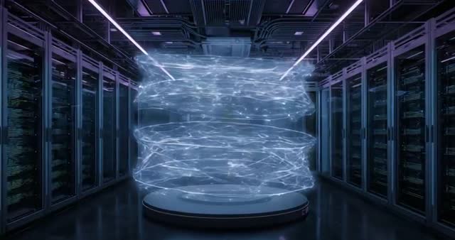 Virtual Energy Spiral in Server Room Suggesting Future Technology