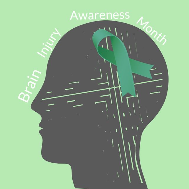 Brain Injury Awareness Month Graphic Design with Green Ribbon - Download Free Stock Templates Pikwizard.com