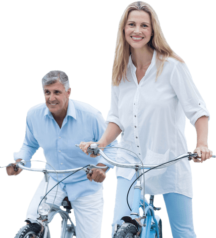 happy mature couple cycling together on transparent background - Download Free Stock Videos Pikwizard.com