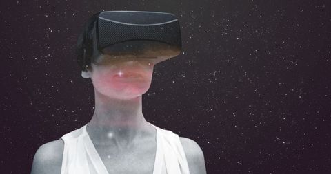 Person Experiencing Virtual Reality Amongst Stars