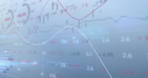 Animated Financial Data Shown On Grey Background
