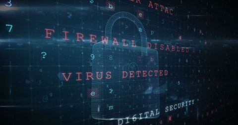 Cybersecurity Threat Warning with Floating Digital Code and Padlock - Download Free Stock Images Pikwizard.com