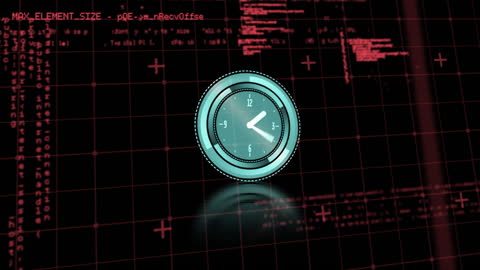 Digital Clock Interface Over Data Visualization Background