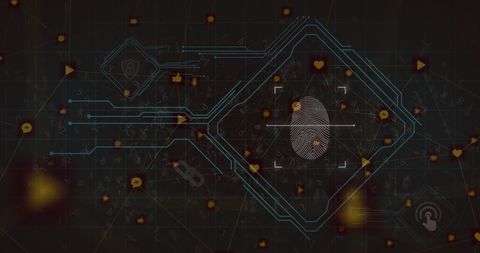 futuristic fingerprint interface on digital network - Download Free Stock Images Pikwizard.com